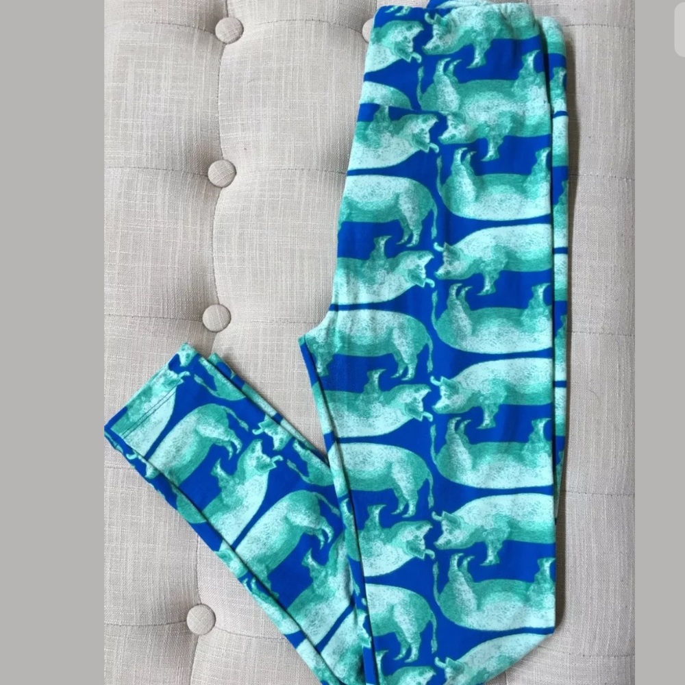 New LuLaRoe OS leggings Pigs Hogs Blue Green